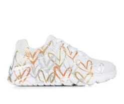 Girls' Skechers Little Kid & Big Kid Uno Lite Heart Metallic Wedge Sneakers