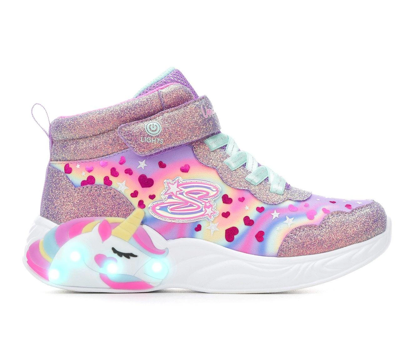 Girls' Skechers Little Kid & Big Kid Unicorn Dreams Light-Up High-Top Sneakers 1 Girls' Skechers Little Kid & Big Kid Unicorn Dreams Light-Up High-Top Sneakers