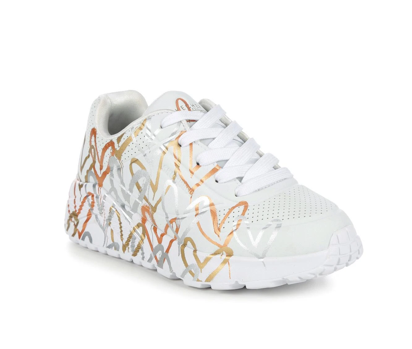 Girls' Skechers Little Kid & Big Kid Uno Lite Heart Metallic Wedge Sneakers 3 Girls' Skechers Little Kid & Big Kid Uno Lite Heart Metallic Wedge Sneakers - Image 3
